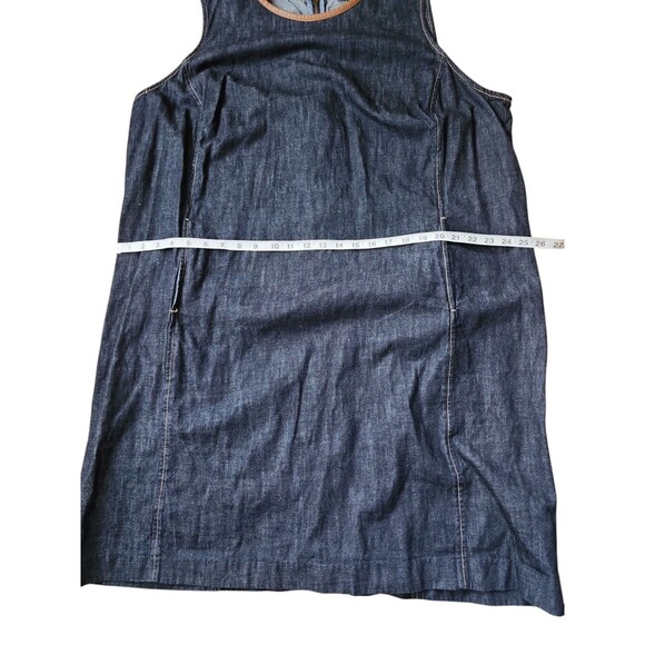 Lauren Ralph Lauren Shift Dress Womens 22W Dark Wash Denim Sheep Leather Trim - Picture 8 of 9